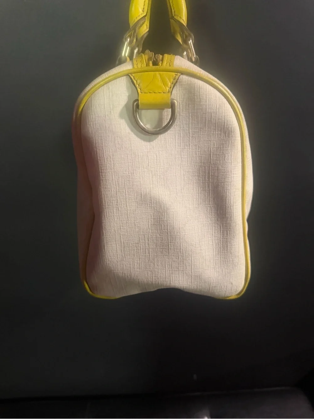 Vintage Gucci White, Yellow & Black Stripe Satchel